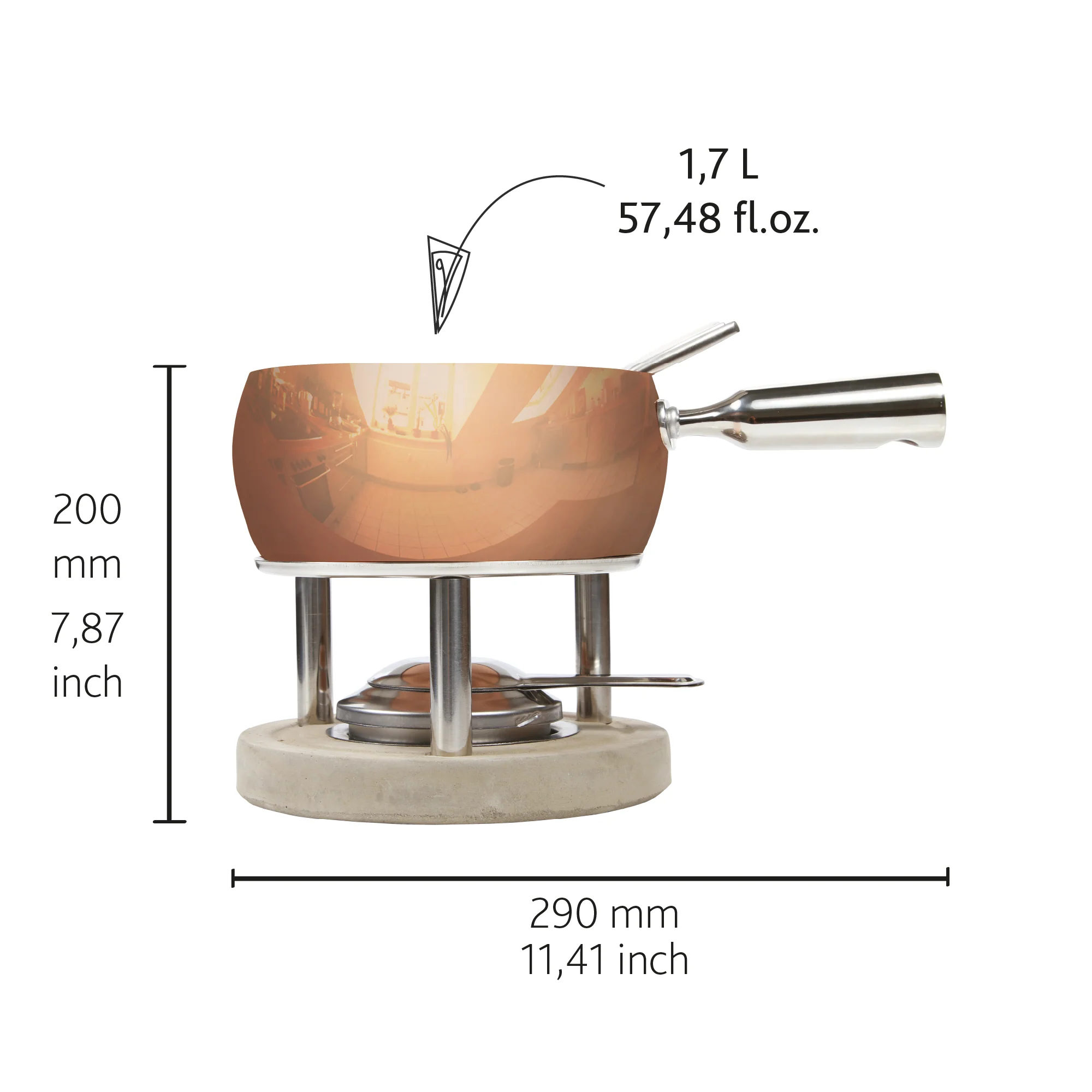 Fondueset Koper - 1,7 L - Image 5