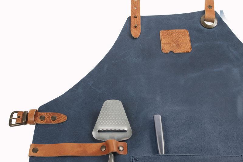 Mr. Smith Leren Schort Blauw Pocket - Image 3